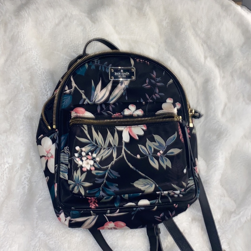 Mini Kate Spade black floral backpack